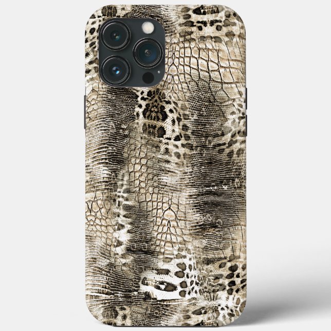 Cool Neutral Brown Snakeskin Pattern Case-Mate iPhone Case (Back)