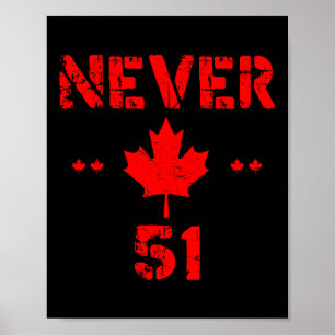 Cool Never 51st State Canada Flag Funny 51 State Q Poster