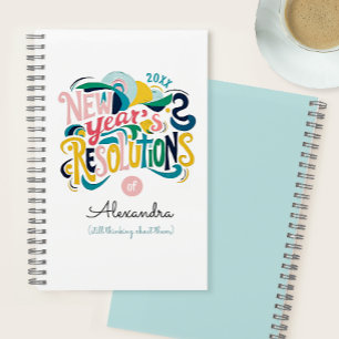 Cool New Year Resolutions Pastel Colour Paint Typo Notebook