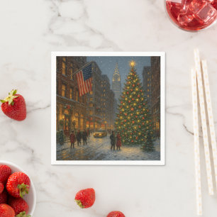 cool new york christmas streets napkin