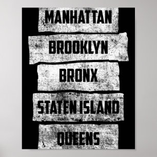 Cool New York City 5 Boroughs, New York New York C Poster