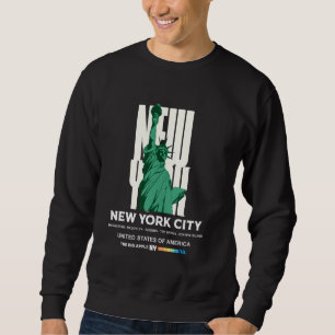 Cool New York City with Statue of Liberty Illustra Sweatshirt