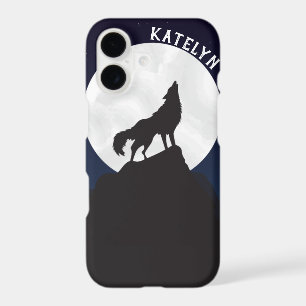 Cool Night Sky Moon With Wolf Personalised