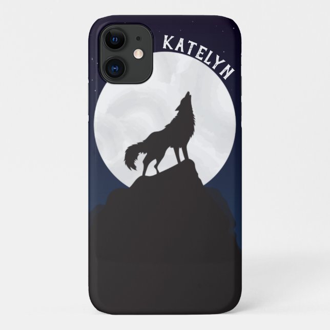 Cool Night Sky Moon With Wolf Personalised Case-Mate iPhone Case (Back)