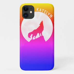 Cool Night Sky Moon With Wolf Personalised Case-Mate iPhone Case