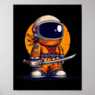 Cool ninja in astronaut space suit costume poster