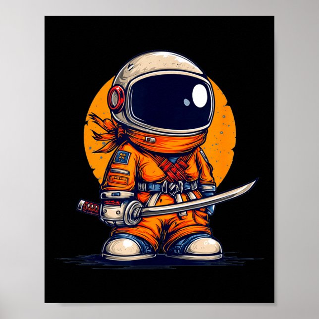 Cool ninja in astronaut space suit costume  poster (Front)