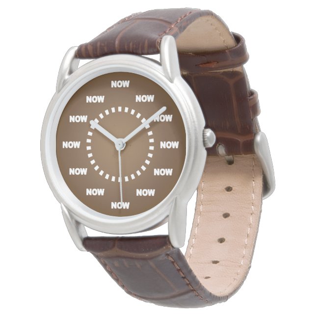 Cool "NOW" Watch (Brown) (Angled)