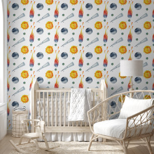 Cool nursery boys space lovers tiled pattern  wallpaper