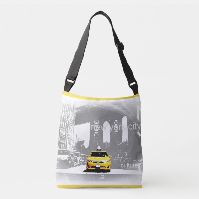 Cool Nyc New York City Brooklyn Bridge Yellow Taxi Crossbody Bag (Front)