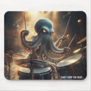 Cool Octopus Drummer Rock Music Mouse Pad