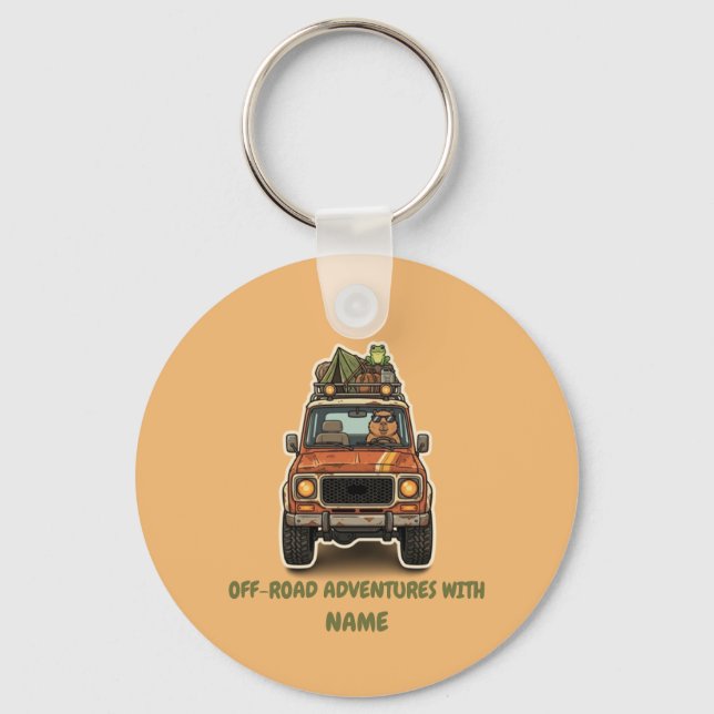Cool Off-Road Capybara Camping Custom  Key Ring (Front)