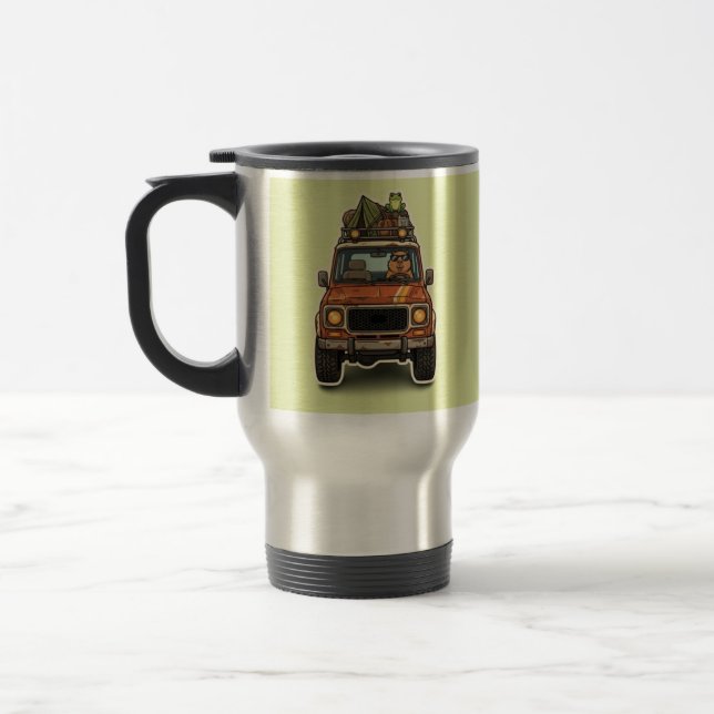 Cool Off-Road Capybara Camping Custom  Travel Mug (Left)