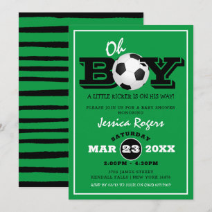 Cool 'Oh Boy' Football Soccer Sports Baby Shower Invitation