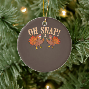 Cool Oh Snap!  Funny Turkey With Wishbone Thanksgi Ceramic Tree Decoration