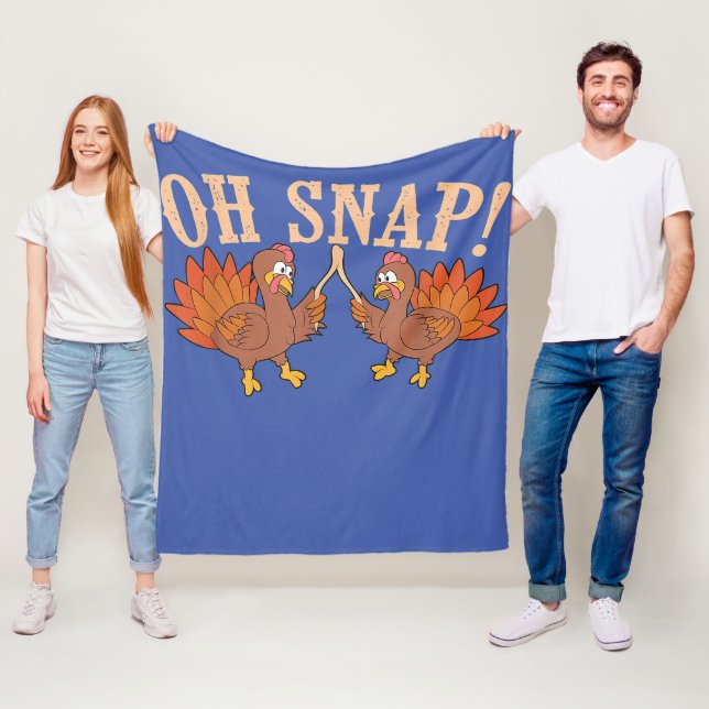 Cool Oh Snap!  Funny Turkey With Wishbone Thanksgi Fleece Blanket (In Situ)