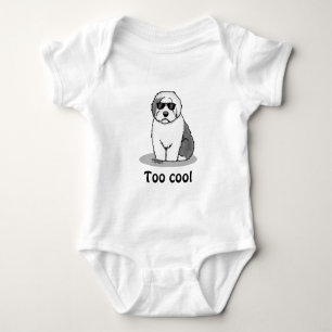 Cool Old English Sheepdog (Grey 1) Cute Funny Baby Bodysuit