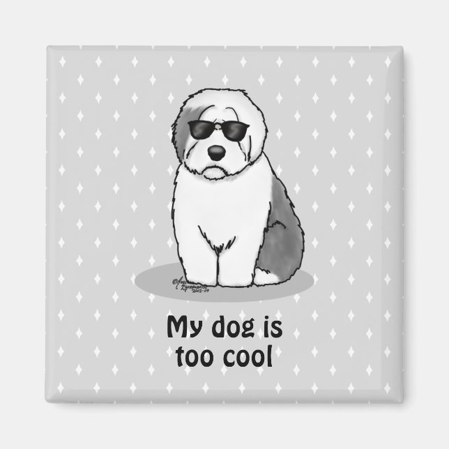 Cool Old English Sheepdog (Grey 1) Cute Funny Magnet (Front)