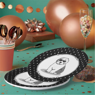 Cool Old English Sheepdog (Grey 1) Cute Funny Paper Plate