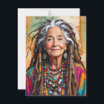 Cool Old Lady in Dread Locks Hippie Woman   Postcard<br><div class="desc">Keep in touch with a friend or family member with this fun postcard with an ai illustration of a cool old hippie woman in dread locks with a tie dye background. Vibrant colors,  unique artsy illustration of not your everyday old lady.</div>