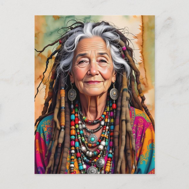 Cool Old Lady in Dread Locks Hippie Woman   Postcard (Front)