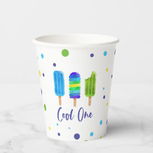 Cool One 1st Birthday blue green Paper Cups
