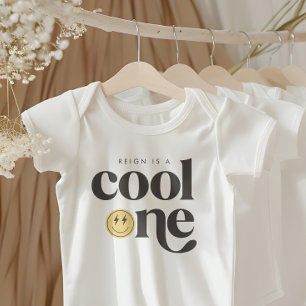 Cool One Boy Groovy Kid's Chequered Retro Baby Bodysuit