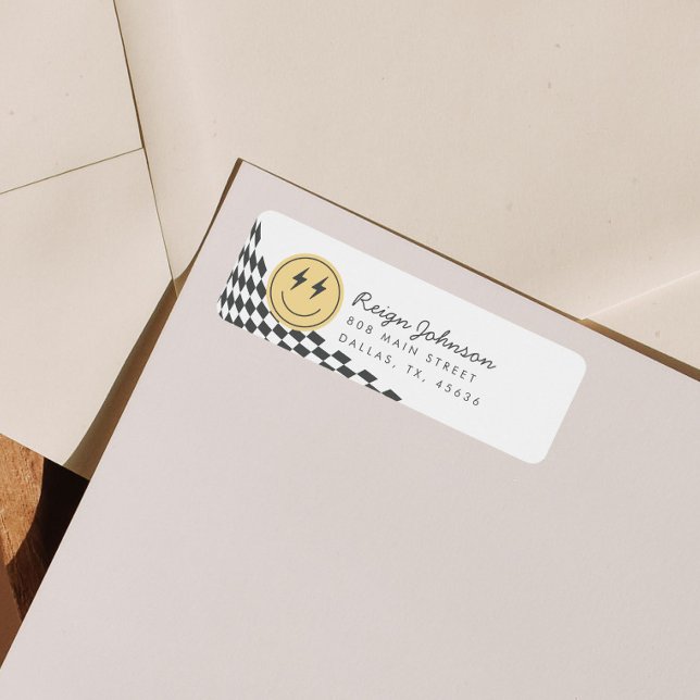 Cool One Boy's Chequered Retro Return Address (Creator Uploaded)