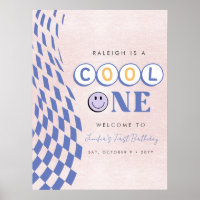 Cool One Girl's First Birthday Chequered Retro