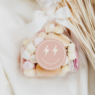 Cool One Girl's Happy Face Chequered Retro Classic Round Sticker