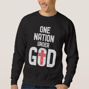Cool One Nation Under God Religion Red Cross Activ Sweatshirt