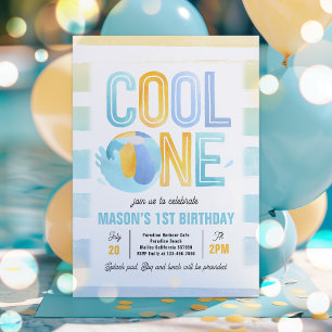 Cool One Pool Party Beach 1st Birthday Party  Invitation