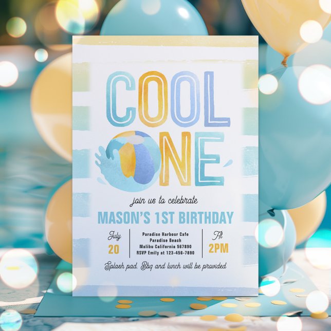 Cool One Pool Party Beach 1st Birthday Party  Invitation (Creator Uploaded)