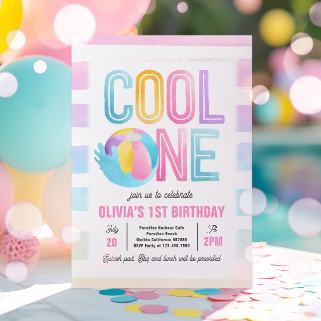 Cool One Pool Party Beach 1st Birthday Party  Invitation (Creator Uploaded)