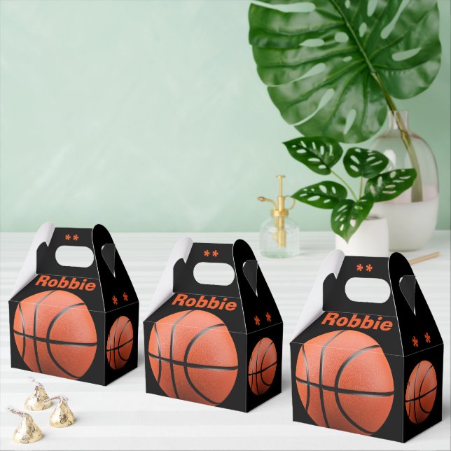 Cool Orange Basketball and Monogram Favour Box (Multiple)