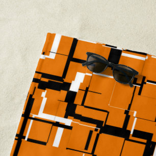 COOL Orange Black White Beach Towel