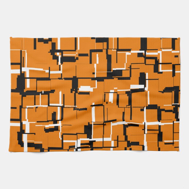 COOL Orange Black White Tea Towel (Horizontal)