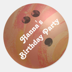Cool Orange Bowling Ball Custom Party Sticker