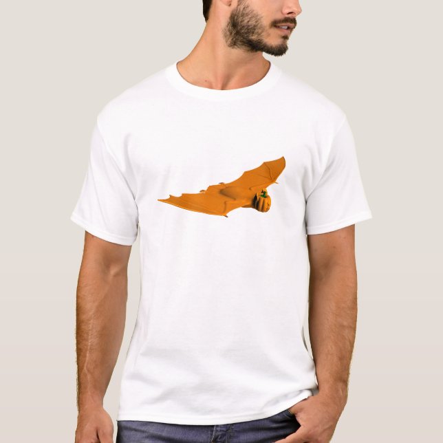 Cool Orange Halloween Bat T-Shirt (Front)
