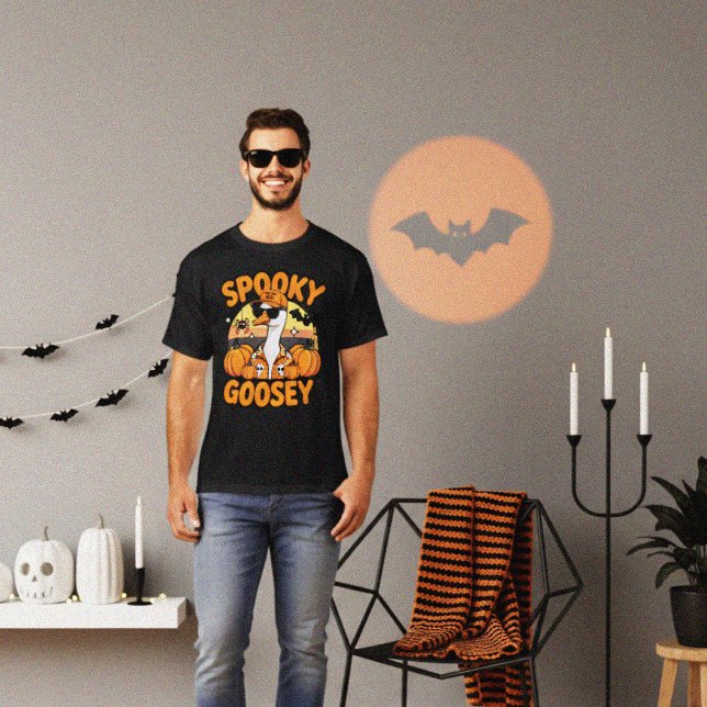 Cool Orange Halloween Goose Cartoon Design T-Shirt (Creator Uploaded)