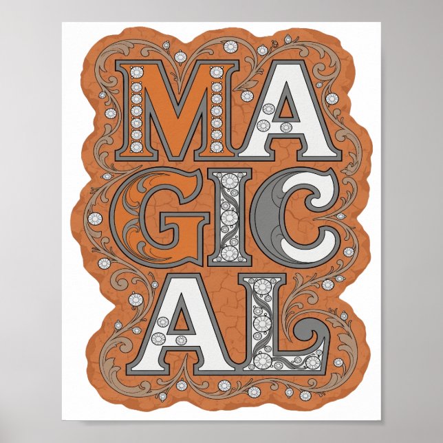 Cool Orange MAGICAL Quote Design Poster (Front)