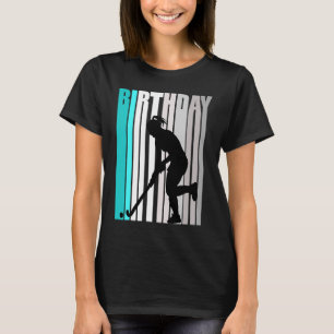 Cool Orange Retro Girls Hockey Birthday Happy Colo T-Shirt