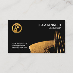Cool Orange Water Colour Guitar Guitarist Business Card