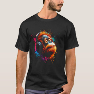 Cool Orangutan Headphone Music Art Christmas Birth T-Shirt