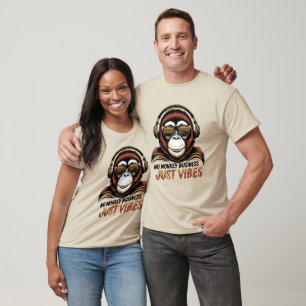 Cool Orangutan Just Vibes Headphones Retro Design T-Shirt