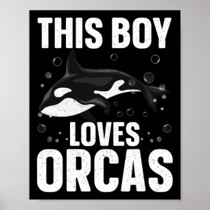 Cool Orca Design For Boys Kids Men Sea Orca Whale  Poster
