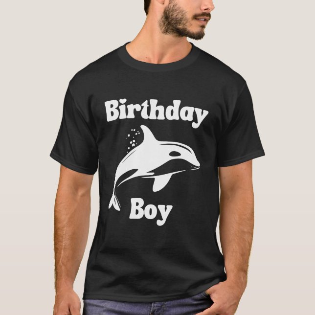 Cool Orca Whale Birthday Boy For Men Teenage Broth T-Shirt (Front)