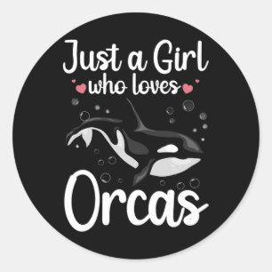 Cool Orca Whale Design For Girls Women Kids Ocean  Classic Round Sticker
