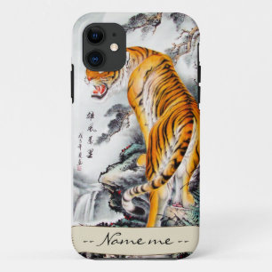 Cool oriental chinese fluffy tiger watercolor name iPhone 11 case