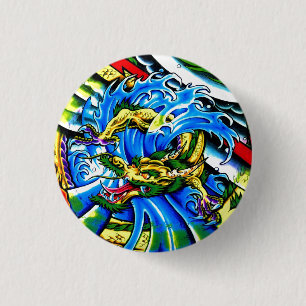 Cool Oriental Dragon tattoo 3 Cm Round Badge